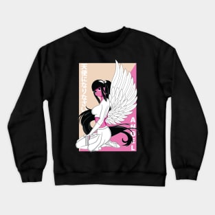 Anime Girl With Angel Wings Crewneck Sweatshirt